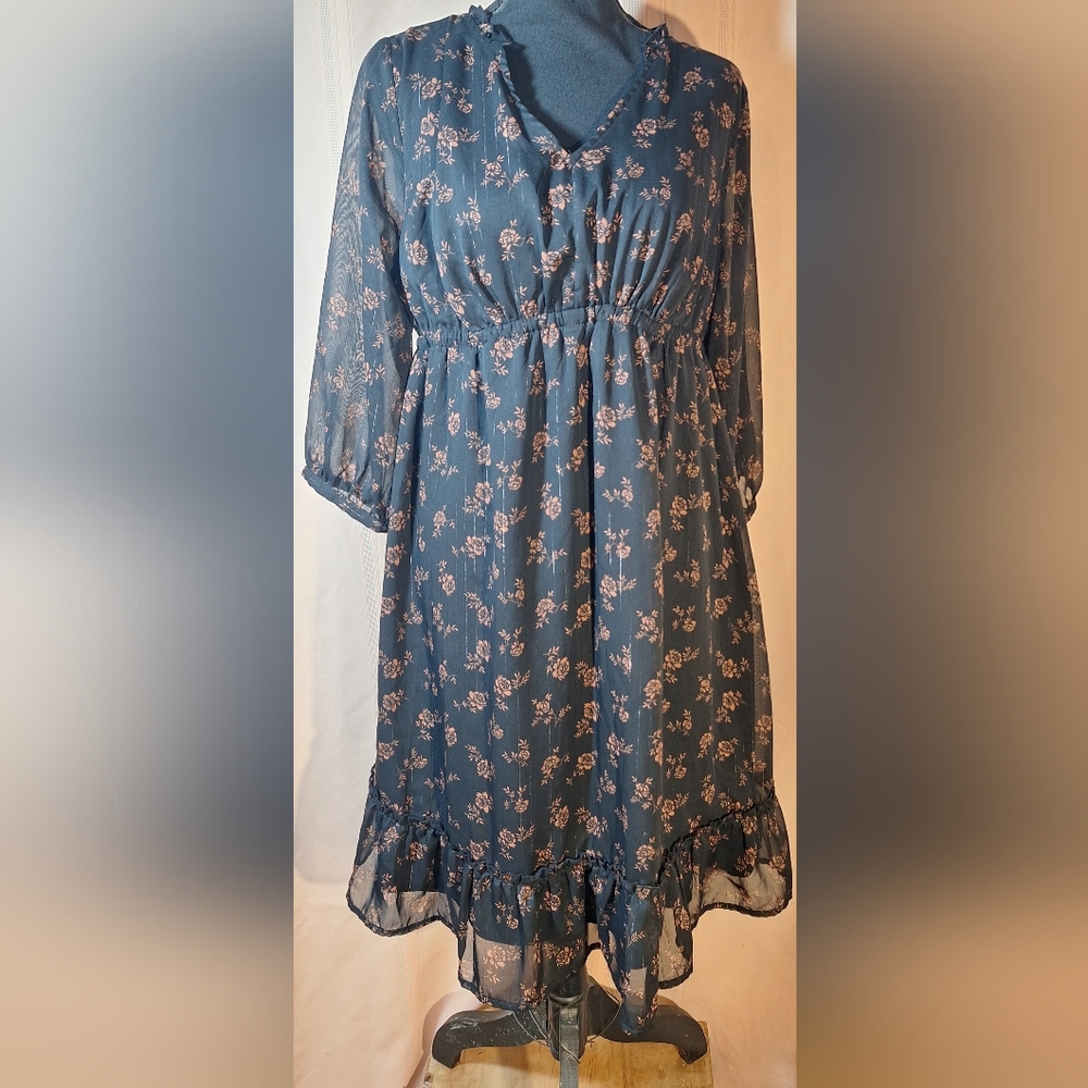 ISABEL MATERNITY by Ingrid & Isabel Black Floral Long Sleeve Midi Dress